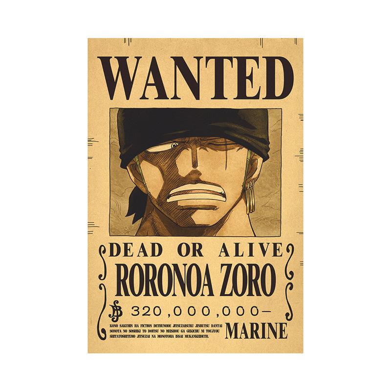 Anime One Piece Ruffy 3 Billion Bounty Wanted Poster Vier Kaiser Kid Actionfiguren Vintage Wanddekoration Poster Spielzeug Sauron braun/schwarz