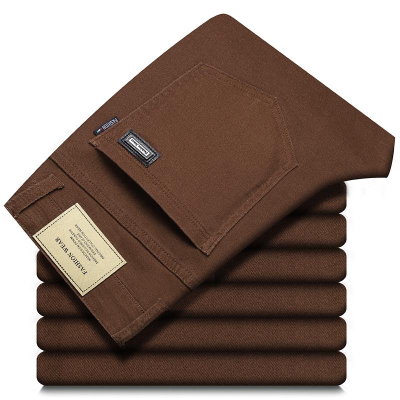 Mode Locker Gerade Business Casual Stretch Denim Hose Herren Marken Hose Übergröße Herrenbekleidung Slim Jeans 28-44 44 kaffeebraun