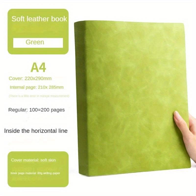 200 Seiten A4 Dickes Notizbuch Verdicktes großes Notizbuch Weiches Leder Horizontale Linie Tagebuch Notizbuch Schulbedarf Schreibwaren grün