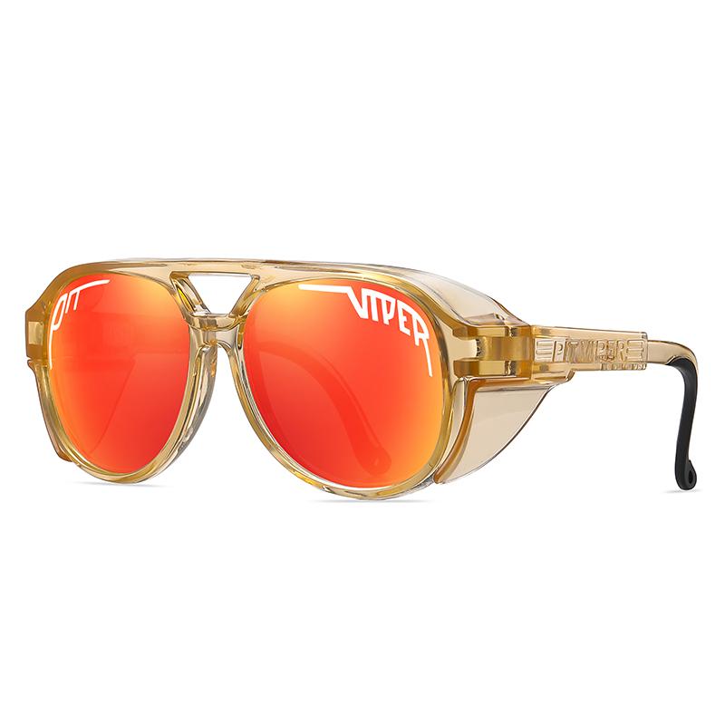 PIT VIPER Herren Fahrradbrille MTB Fahrradbrille UV400 Rennrad Brille Winddicht Sport Damen Sonnenbrille beige