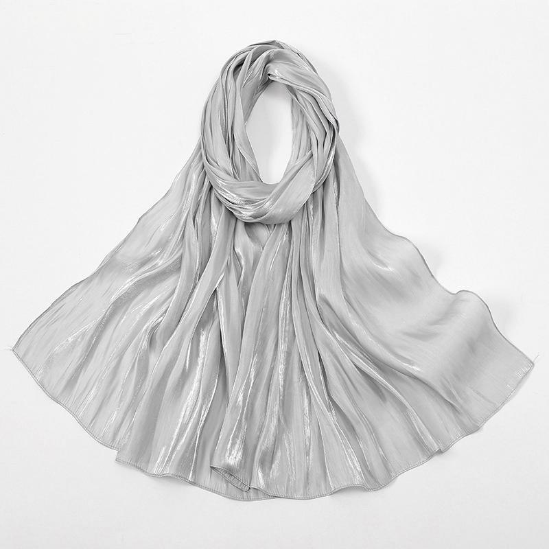 Neu Funkelnden Silk Satin Hijab Schal Frauen Schals Plain Muslimischen Frauen Hijabs Breathab Islam Frauen Turban 70x180cm white