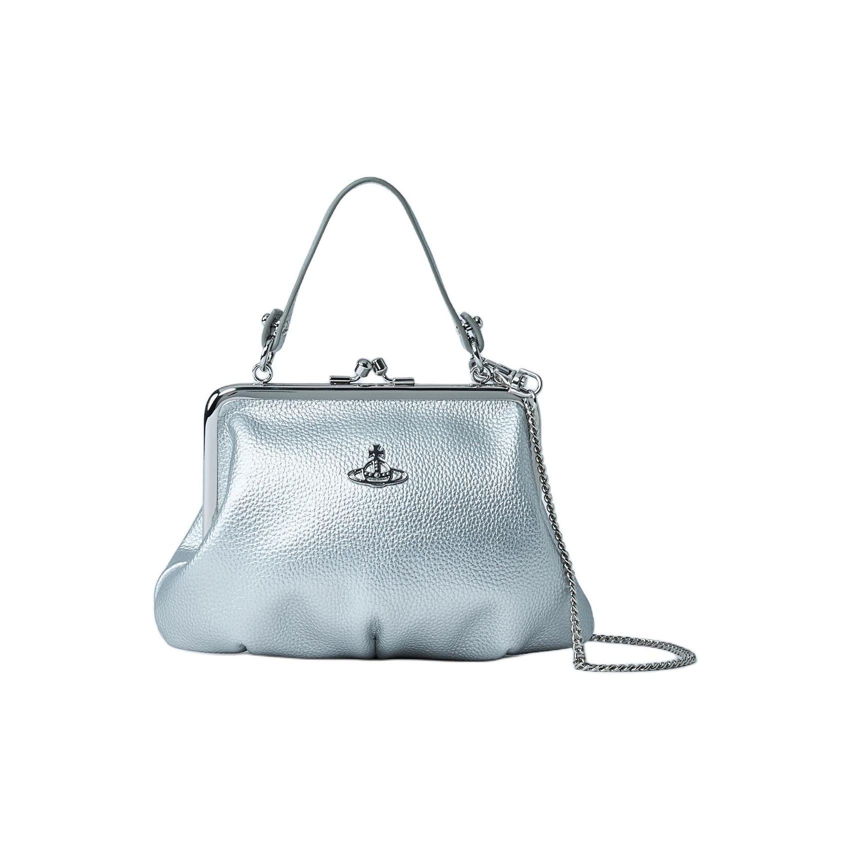Vivienne Westwood Oma Rahmen Markenaufdruck Abnehmbarer Ketten-Schultergurt Technische Gewebemischung Schulter-Tragetasche Damen Tragetasche 4B010006WS000DQ401 Basic Set (Bag+Dust Bag)