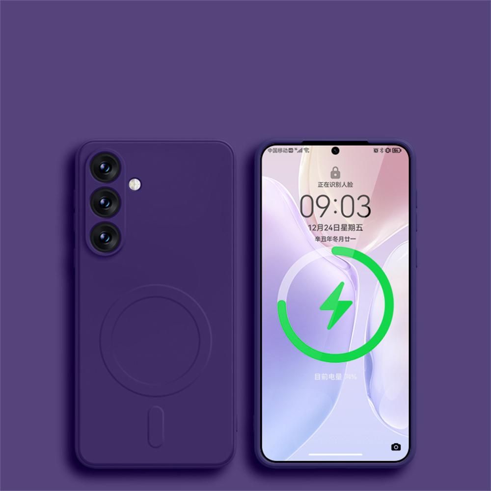 Quadratische magnetische kabellose Ladehülle aus flüssigem Silikon für Samsung Galaxy S24 Ultra S23 FE S22 S21 Plus Magsafe Stoßfeste Abdeckung For Samsung S23