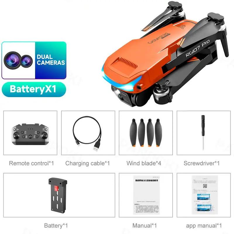 2024 Neue RG107 Pro Drohne Hindernisvermeidung ESC HD Dual Kamera WIFI FPV Drohne Fernbedienung Quadcopter Spielzeug Geschenk 1 battery orange