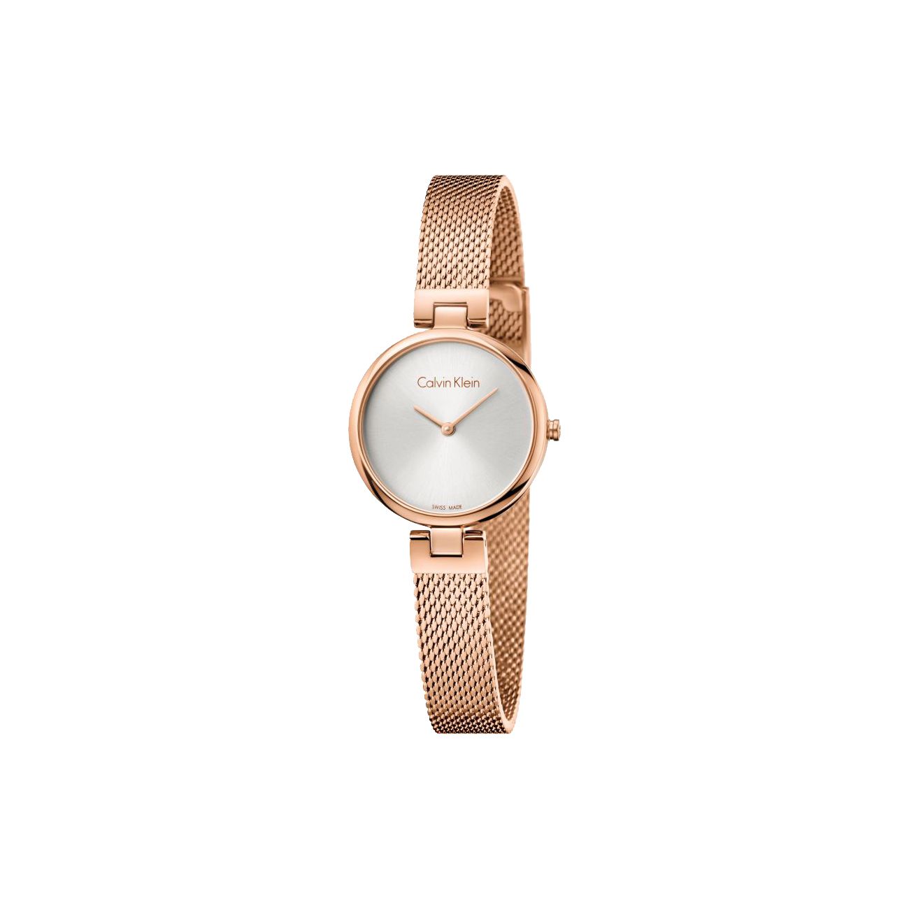 Calvin Klein Elegante Serie Uhr Quarzwerk Edelstahlarmband Perlmuttzifferblatt Damenuhren K8G23626 Silver Dial Rose Gold Strap Single Watch