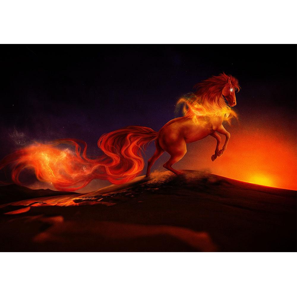 5D DIY Diamant Stickerei Flammenpferd Diamant Malerei Kreuzstich voller Diamant Diamant Mosaik Dekoration Full Round (20X30CM)