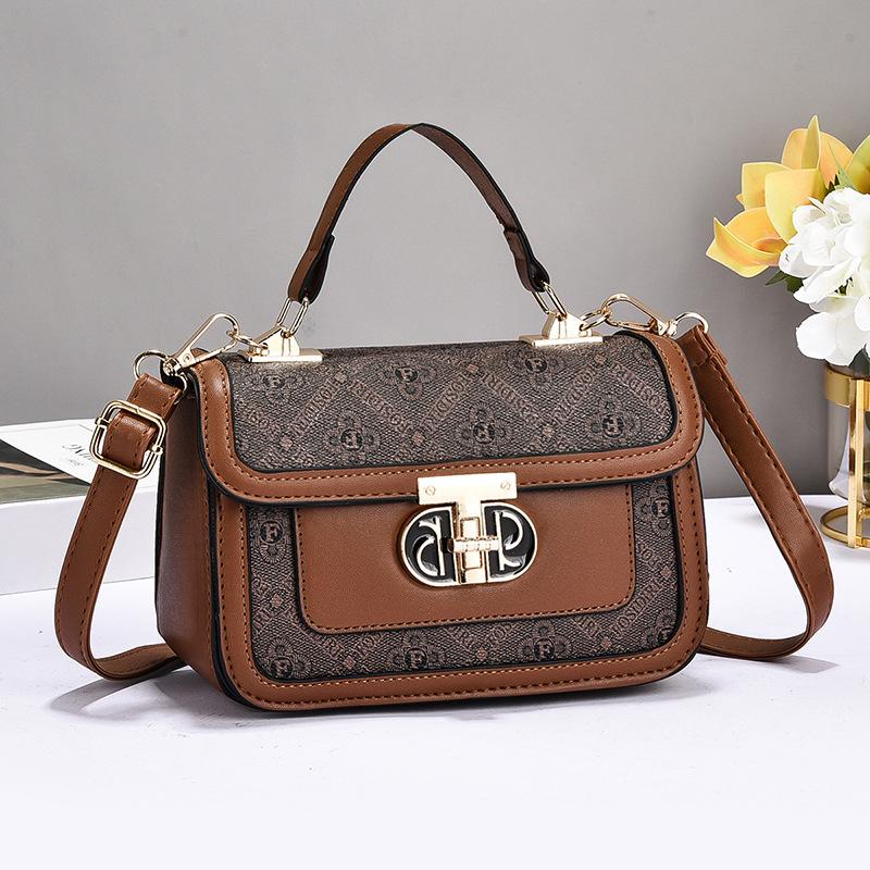 Neuer Stil Splicing Temperament Tasche Damen Kleine Quadratische Tasche Senior Sense Einzelne Schulter Umhängetasche Tragbare Kleine Tasche Tide . gray