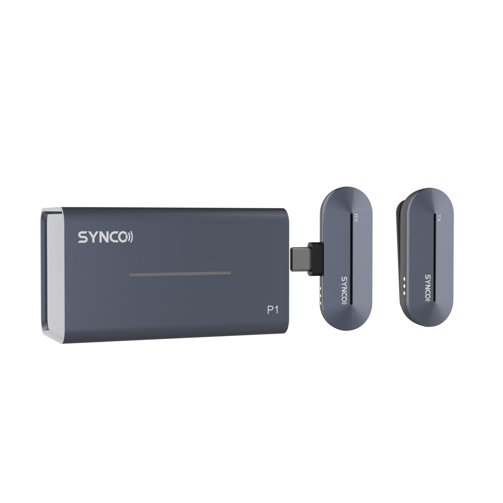 SYNCO P1L 2,4G Drahtloses Mikrofonsystem mit Clip-on-Sender + Mini Lightning Receiver + Type-C blau