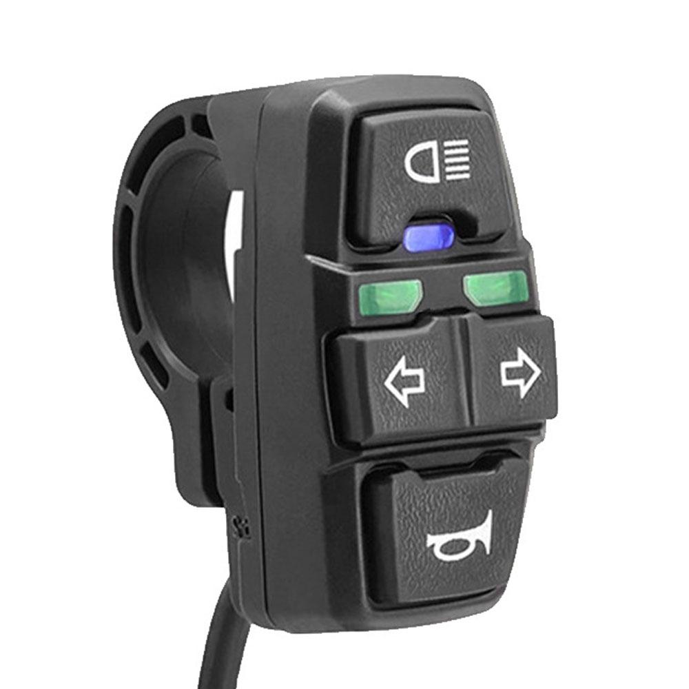 3 in 1 Elektro-Fahrrad-Roller-Schalter, Scheinwerfer, Blinker, Hupenschalter, 36 V/48 V EIN/AUS-Steuerschalter schwarz