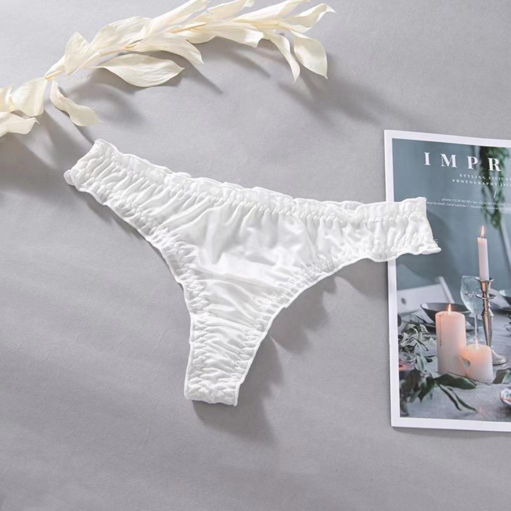 Sexy dünne nahtlose Höschen für Frauen Eis Seide Tanga Sexy Damen Unterwäsche Slip für Mädchen Unterhosen M weiß
