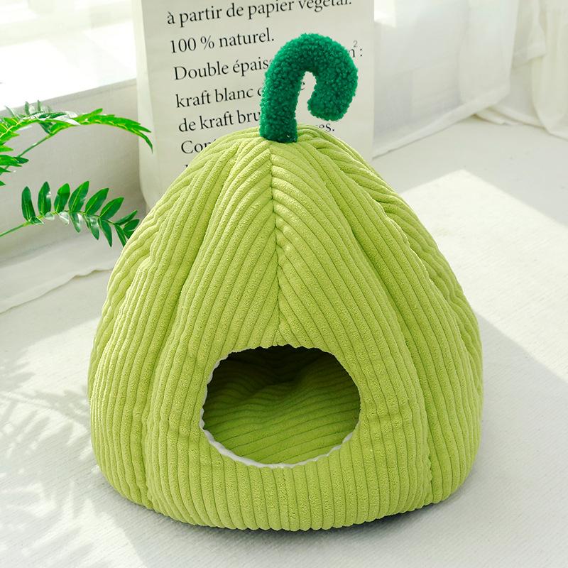 Katzennest Winter Warm Geschlossene Haustiermatte Vier Jahreszeiten Universal Katzenbett Abnehmbare Hundehütte Winter Katzenbedarf Green