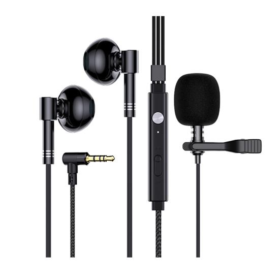 C81 Kabelgebundene Kopfhörer, Dual-Mikrofon, In-Ear-Kopfhörer, ergonomische Geräuschunterdrückung, rechtwinklige Aufnahme, Live-Streaming, Gaming-Ohrhörer schwarz