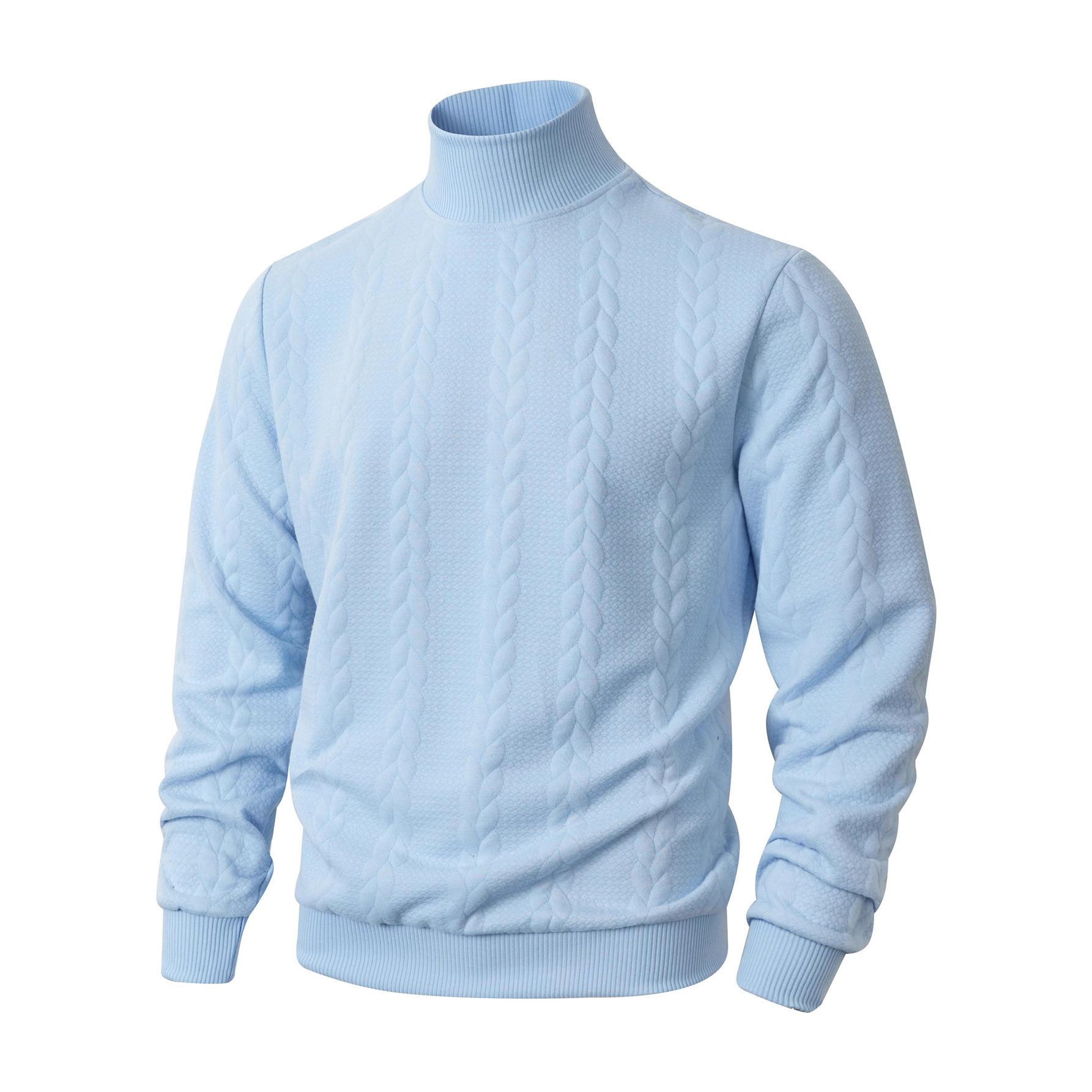 Herbst Winter Pullover für Täglich Einfarbig Junge Herrenmode Jacquard Rollkragen Warm Wolle S blau