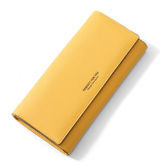 Luxus-Leder-Geldbörse für Damen, viele Abteilungen, Damen-Geldbörsen, lange Clutch, Kartenhalter, Damen-Handy-Geldbörse, weibliche Geldbörsen gelb