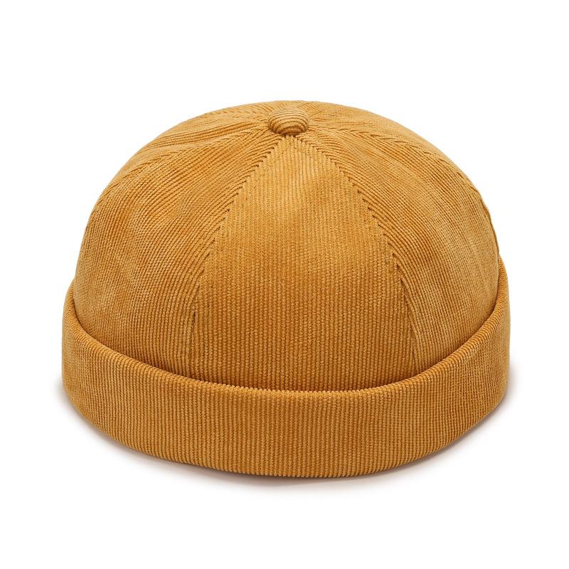 Sommer Vintage Baumwolle Schirmlose Skull Cap Beanie Mütze Tragbar Hip Hop Hüte Herren Damen Docker Mützen Einfarbige Kuppelmützen 2023 gelb