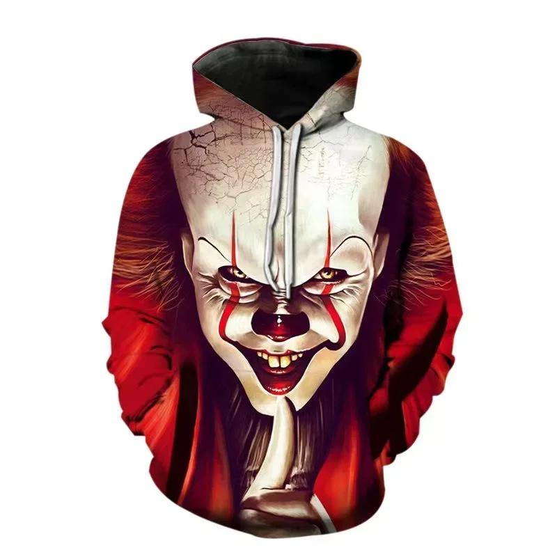 Herren Kapuzenpullover Clown Grafik Locker Mode Pullover Herbstkleidung Freizeitkleidung Damen Oberteile Sweatshirts 4XL beige