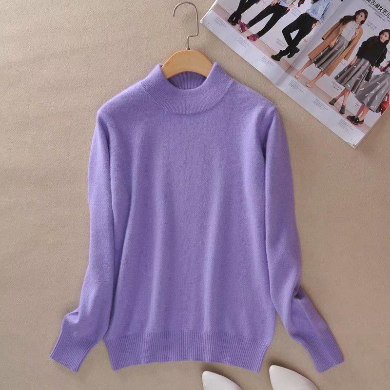 CANVAUS Damen Pullover Pullover Pullover Damen Pullover Pull Femme Halber Rollkragen S-3XL 3XL licht lila