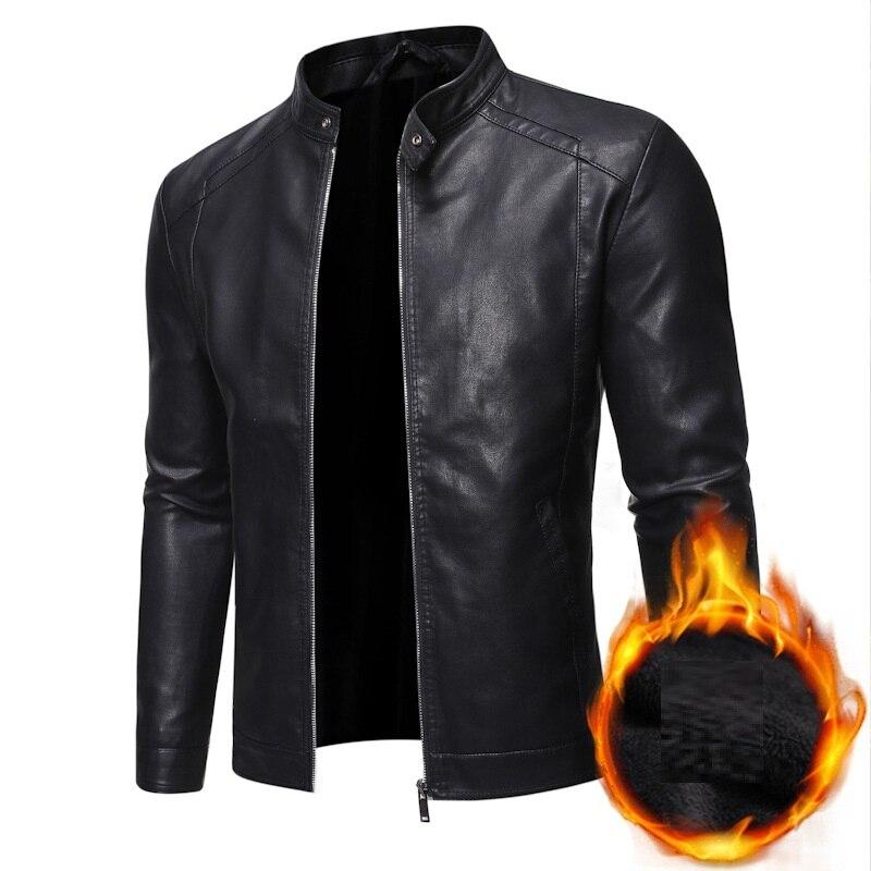 Herren Schwarze Lederjacke Motorradjacke Mode Neue Slim Casual Herren Lederjacke Motorradjacke 2XL coole schwarze
