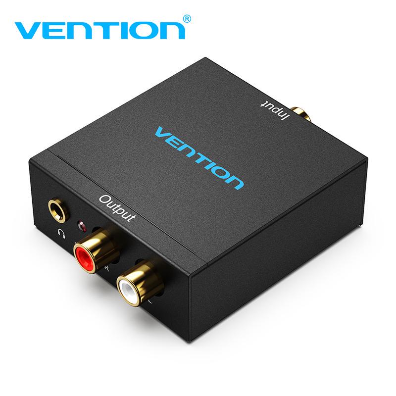 Vention Digital-Analog-Konverter DAC Digital SPDIF Optisch zu Analog L/R RCA Konverter für PS3 HD DVD PS4 TV Heimkino schwarz