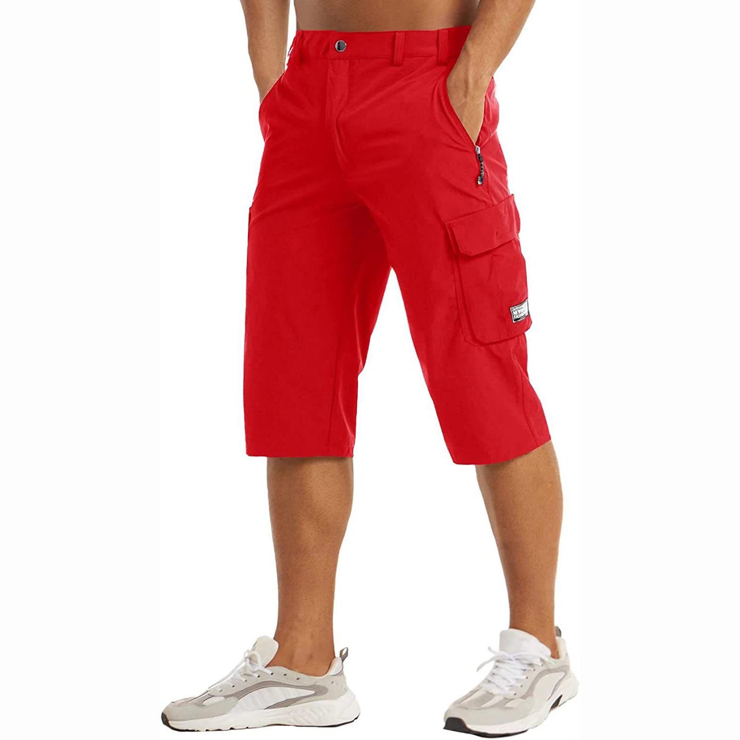 Sommer Schnelltrocknende Cropped Hosen Herren Casual Multi-Taschen Leichte Shorts Outdoor Wandern Cargo Hosen XL