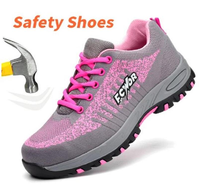 Sicherheitsschuhe Damen Stahlkappe Turnschuhe Punktion Leichte Stiefel Weiblich Rosa 36 rosa