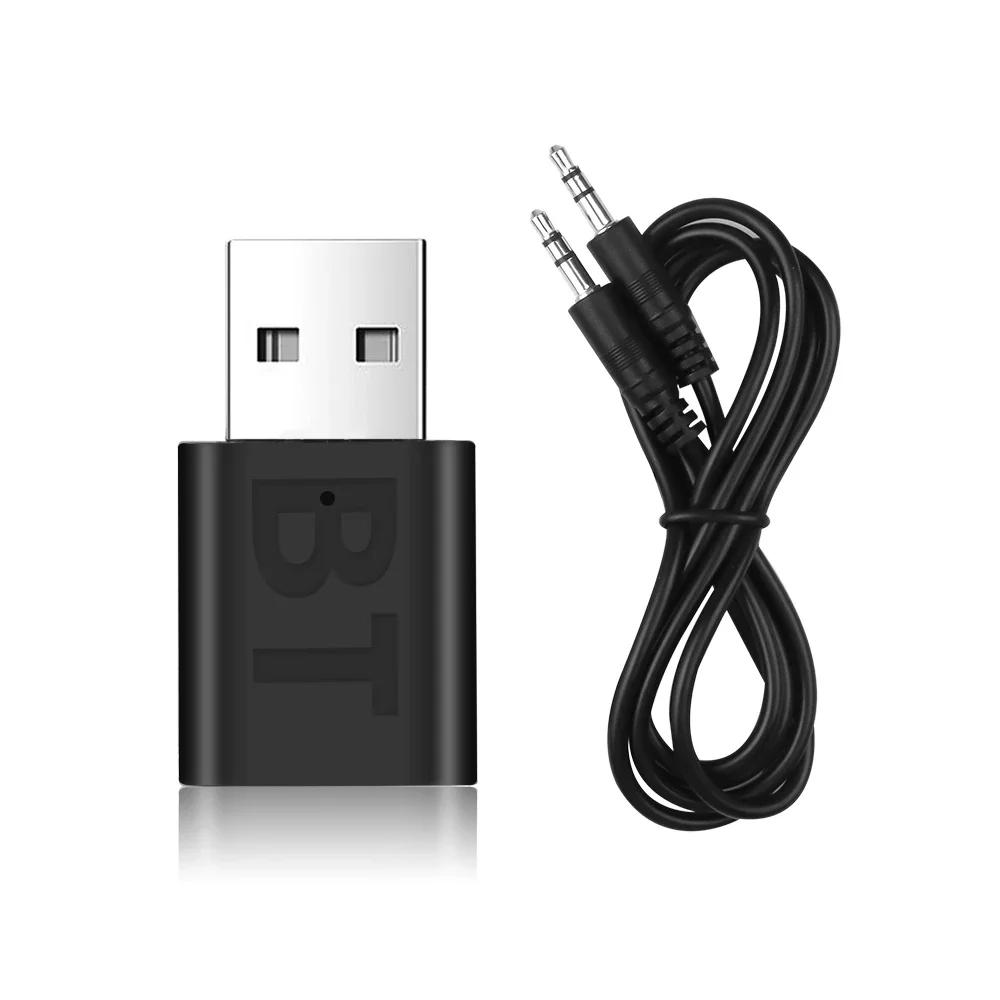 Bluetooth 5.0 Audio Empfänger Kabelloser Bluetooth Adapter 3,5MM 3,5 Klinke AUX Auto Stereo Musik USB Dongle für TV Lautsprecher Kopfhörer schwarz