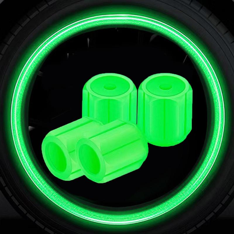 4PCS Leucht Reifen Ventil Abdeckung Ventil Auto Motorrad Reifen Fluoreszierende Ventil Kappe Modellierung Werkzeug Auto Teile 4pcs grün