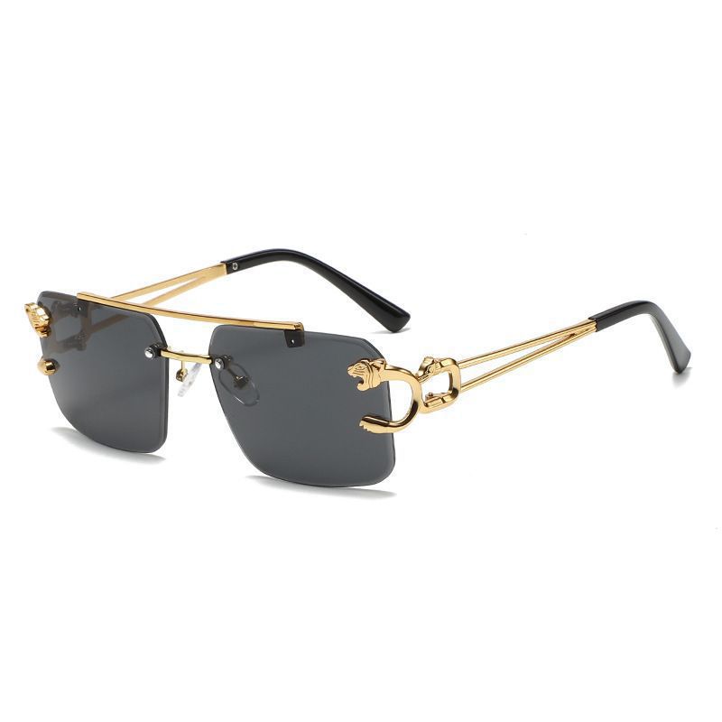 Sonnenbrille mit Farbverlauf für Herren, randlose Sonnenbrille, hochwertige Sonnenbrille mit Doppelstrahl, für Damen