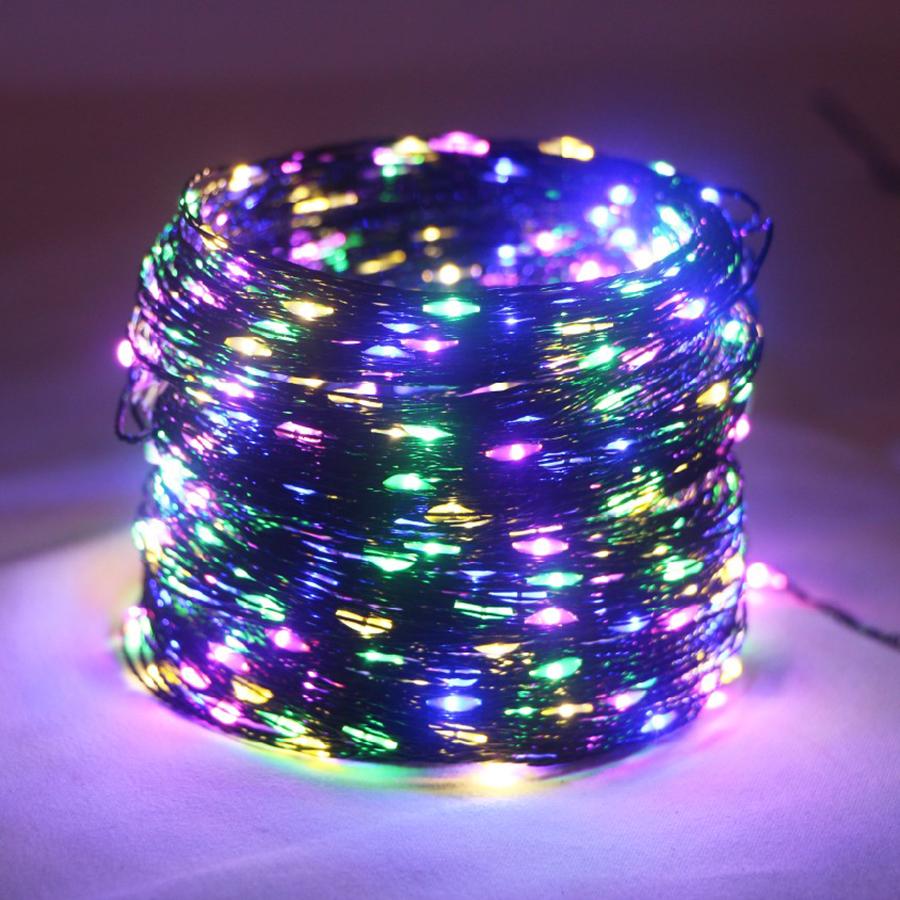 10M/50M/200M LED-Lichterkette mit grünem Draht, Weihnachts-Lichterkette, Girlande mit Fernbedienung, für den Außenbereich, Weihnachtsbaum-Dekoration, Lichter für Neujahr, Party, Zuhause, Terrasse 20M 200LED bunt