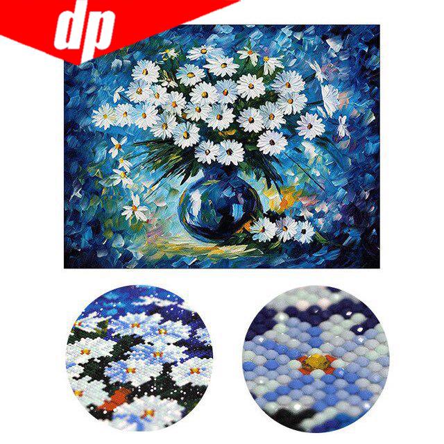 DIY Vögel Öl-Gänseblümchen Malerei Runde Strass Diamantstickerei Handarbeit Mosaik Kreuzstich 20X30