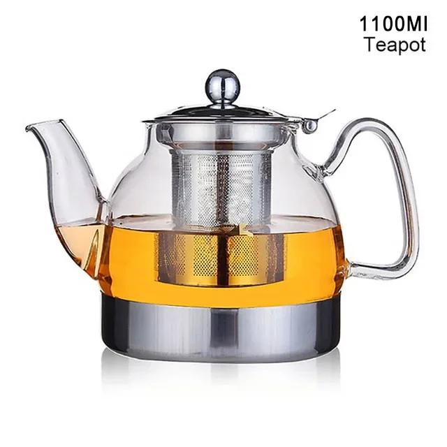 800/1100ML Glas Teekanne Gasherd Induktionsherd Wasserkocher Chinesische Teekanne mit Filter Hitzebeständig Blütentee