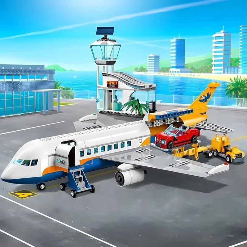 Stadt Flughafen Flugzeug Flugzeug Modell Bausteine Pädagogisches Flugzeug Bausteine 60262 Pädagogisches Spielzeug für Kinder Geschenk No box white