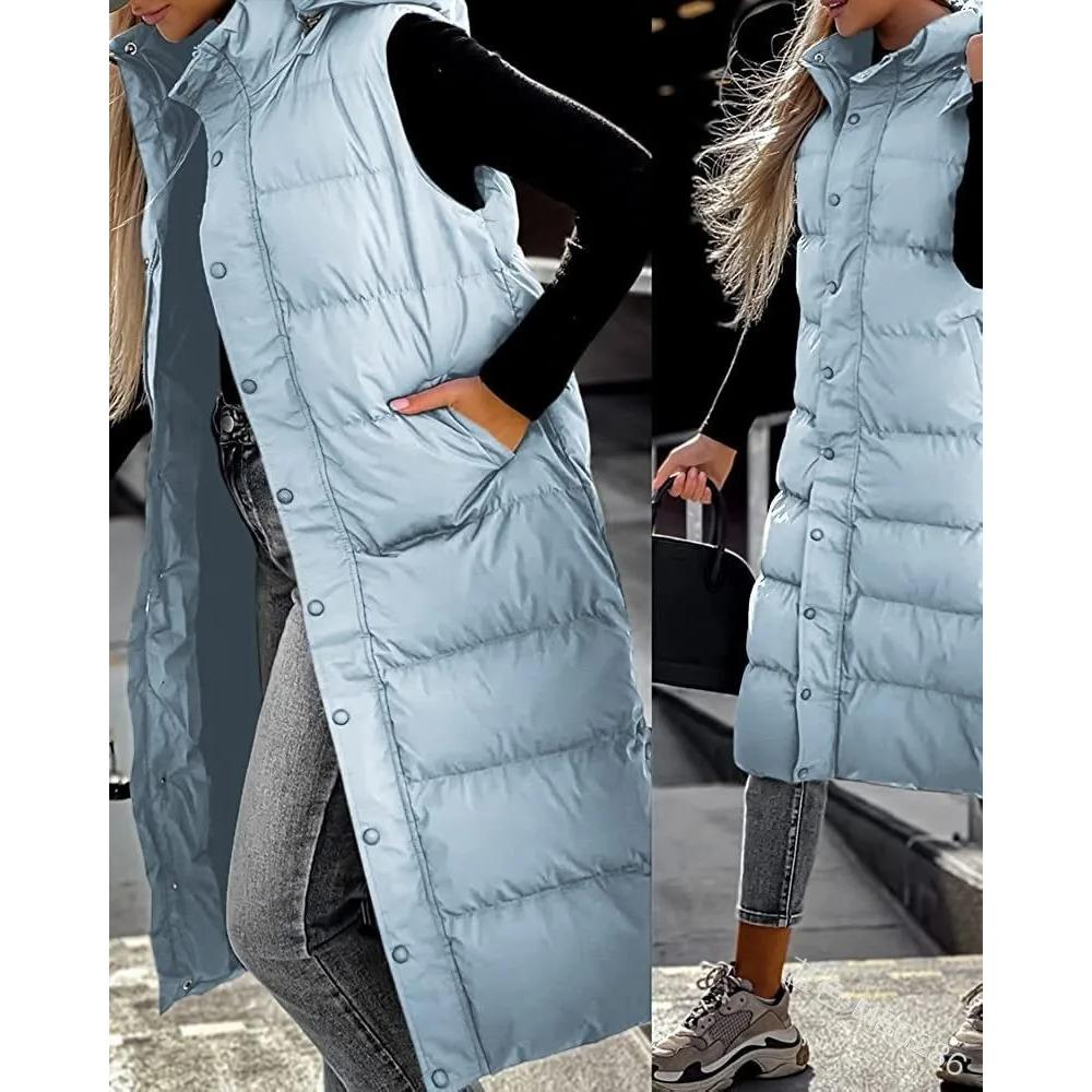 Damen Winterjacke mit Kapuze, Parka, Steppweste, Übergröße, Winterjacke, Parka, Steppweste, Casual 2XL white