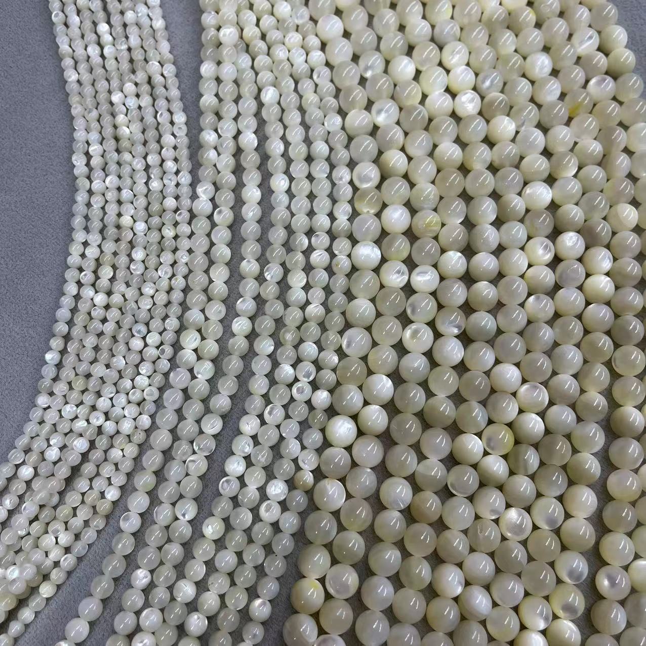 1 Strang Perlmutt Muschelperlen rund Isolationsperlen zur Schmuckherstellung DIY Halskette Armband Ohrringe Zubehör 3mm weiß