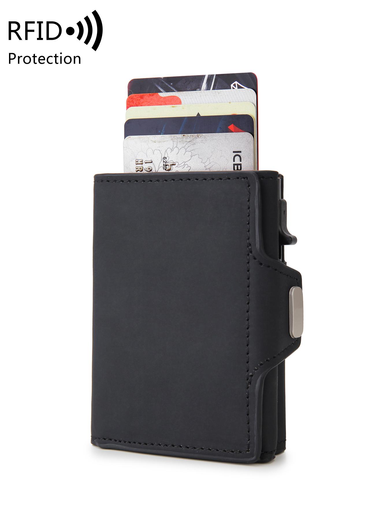 RFID Herren Geldbörse Kreditkartenhalter PU Leder Mini Geldbörse automatisches Pop-up multifunktionaler Bankkartenhalter