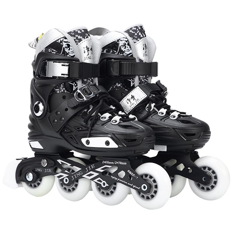 Neue Kinder-, Herren- und Damen-Verstellbare Rollschuhe Flash Einreihige Vierrad-Rollschuhe Anfänger Inline-Skates L size 39-42 schwarz