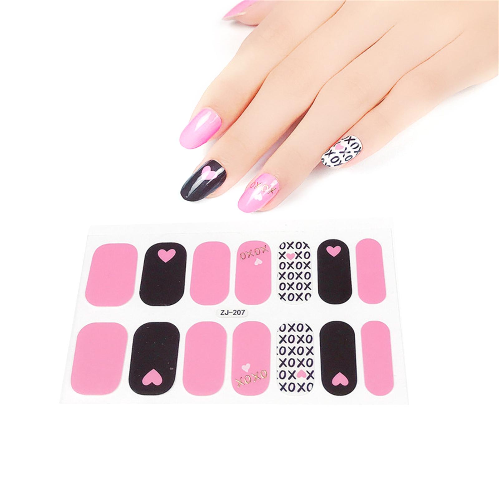 16 Streifen Glitzer-Nagelfolien für Frauen, Nagellackstreifen, selbstklebende Nagellackaufkleber, Fingernagel-Maniküre-Aufkleber 207