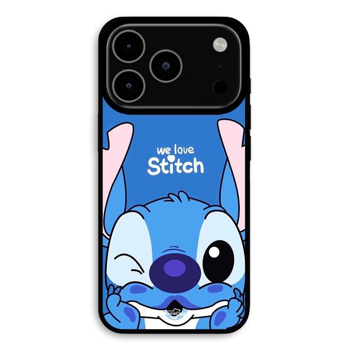 Hülle Für iPhone 17 Pro Max stitch süß ohana stitch blau Vorderseite blau Maniacase schwarz