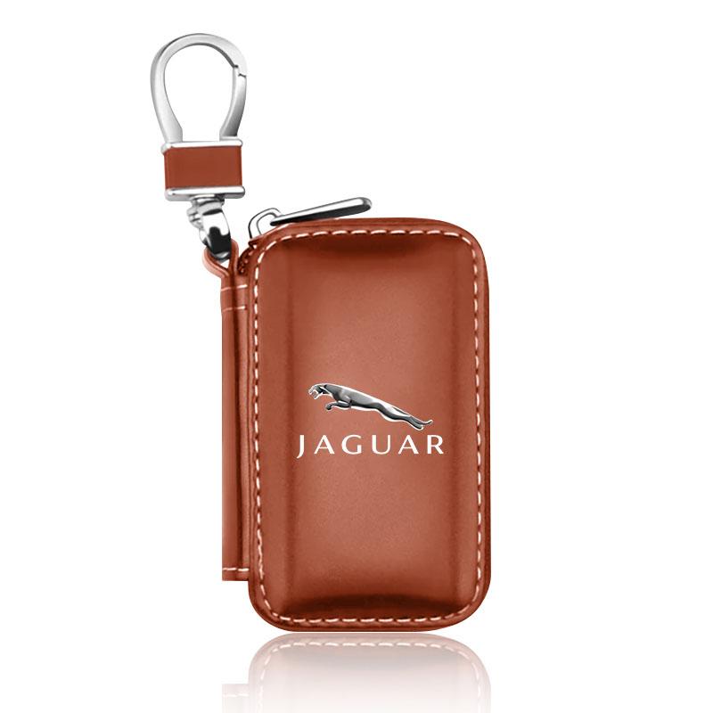 Leder Schlüsselbörse Autoschlüssel Tasche Multifunktions Schlüsseletui Autozubehör Für Jaguar XF XJ XE S-Type F-Type X-Type F-Pace I-Pace E-Pace XFR XKR braun