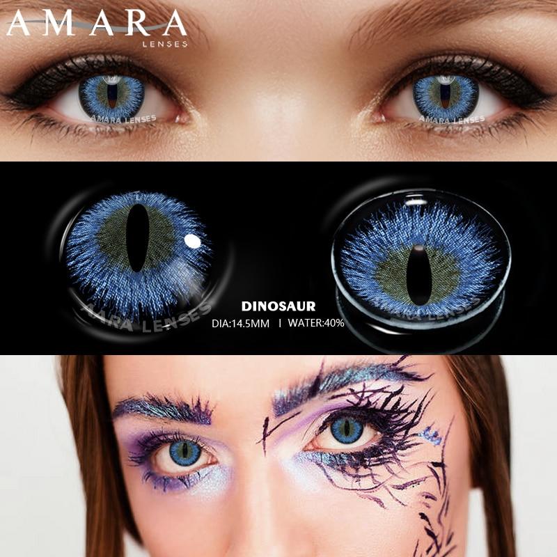 AMARA 2 Stück Halloween Bunte Kontaktlinsen Anime Cosplay Augenlinsen ROT Schwarz Rote Linsen Kontaktlinsen Kosmetik für Augen