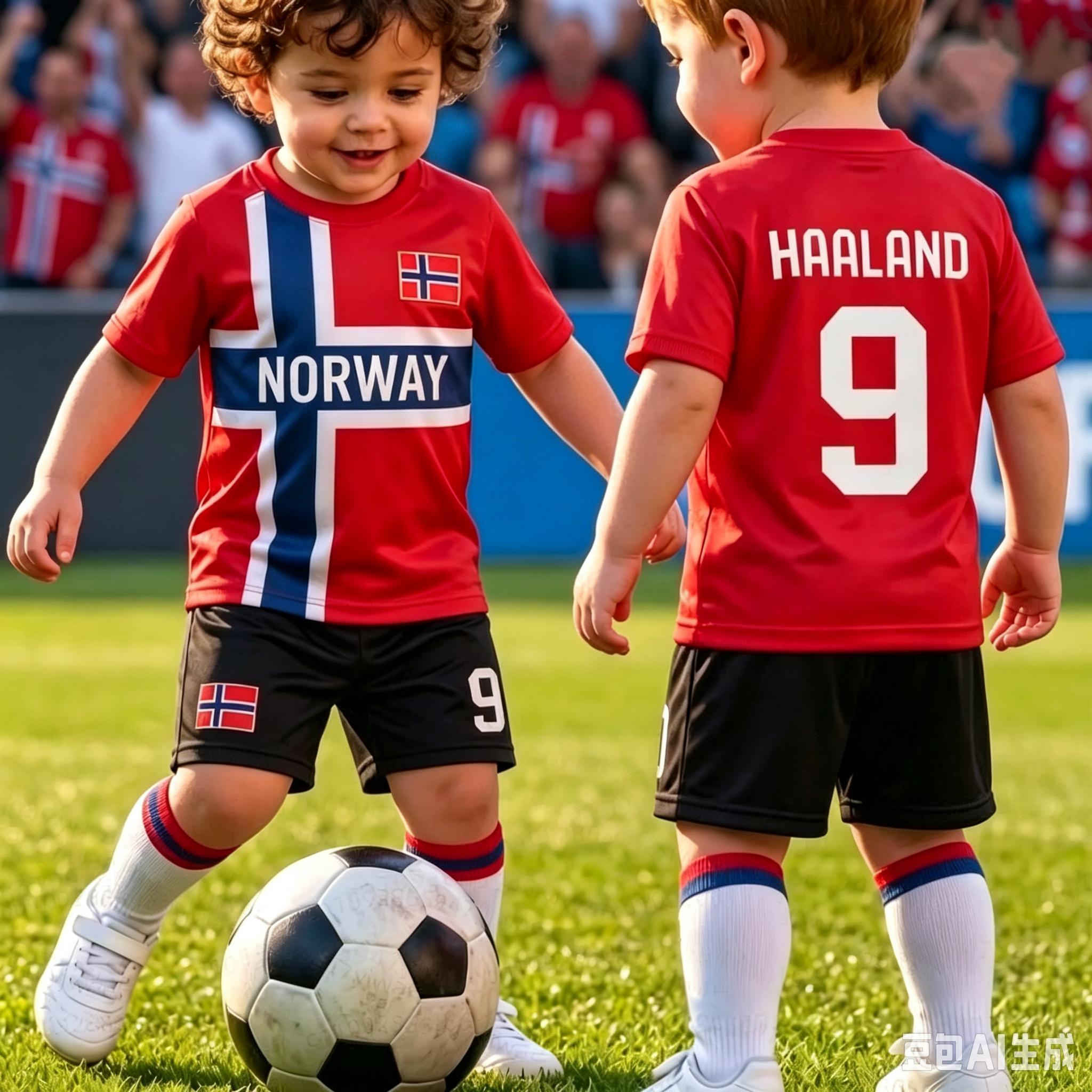 2026 Jungen HAALAND Nr. 9 Fußballtrikot T-Shirt Shorts Set Damen Herren Norwegen Fußballfans Shirt Shorts Set Kinder Trainingsanzug 2-teiliges Set 120 red