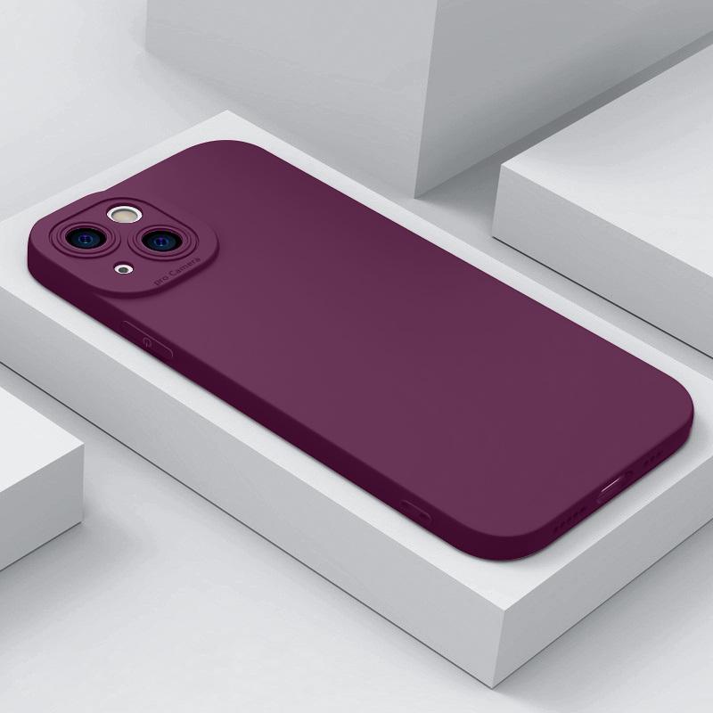 Für iPhone Weiche Flüssigsilikon-Telefonhülle Flanell-Kameraobjektivschutz Rückseitige Abdeckung Für iPhone 16 15 14 Pro MAX 13 12 11 Pro X XR XS 8 7 Plus For iPhone 16 Pro dunkelrote