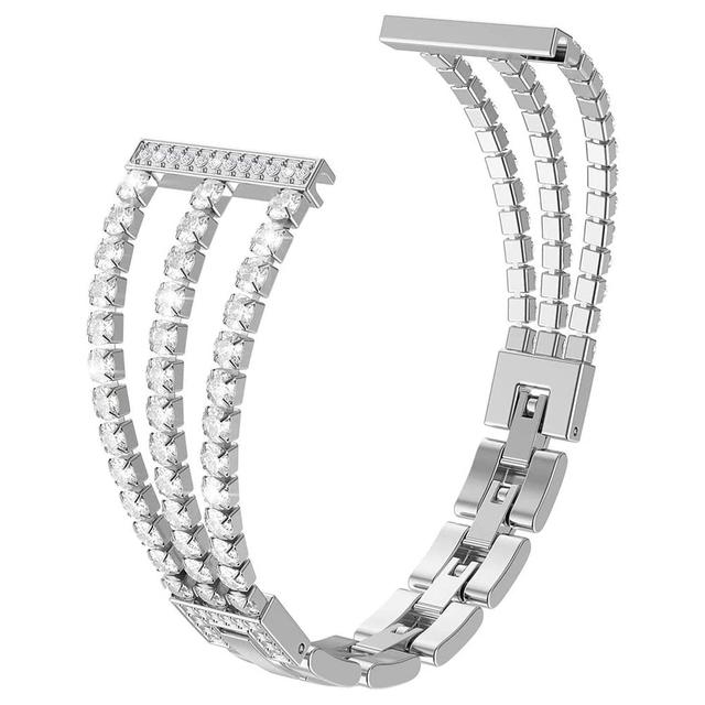 Schmales Armband für Fitbit Sense 2-Armbänder, elegantes Metallarmband mit Glitzer für Fitbit Versa 2/3/4, Armbandschmuck für Damen, Luxusarmband Fitbit Versa silber