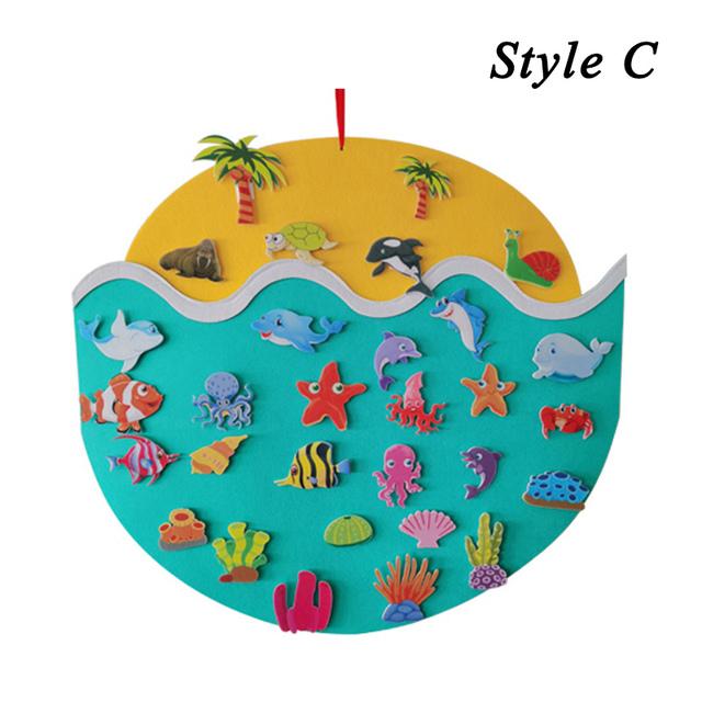 Montessori Filz Tier Puzzle Spielzeug Weihnachten Baum Meer Tier Baby DIY Material Paste Handgemachte Spiel Pädagogisches Spielzeug Für Kinder 1PCS