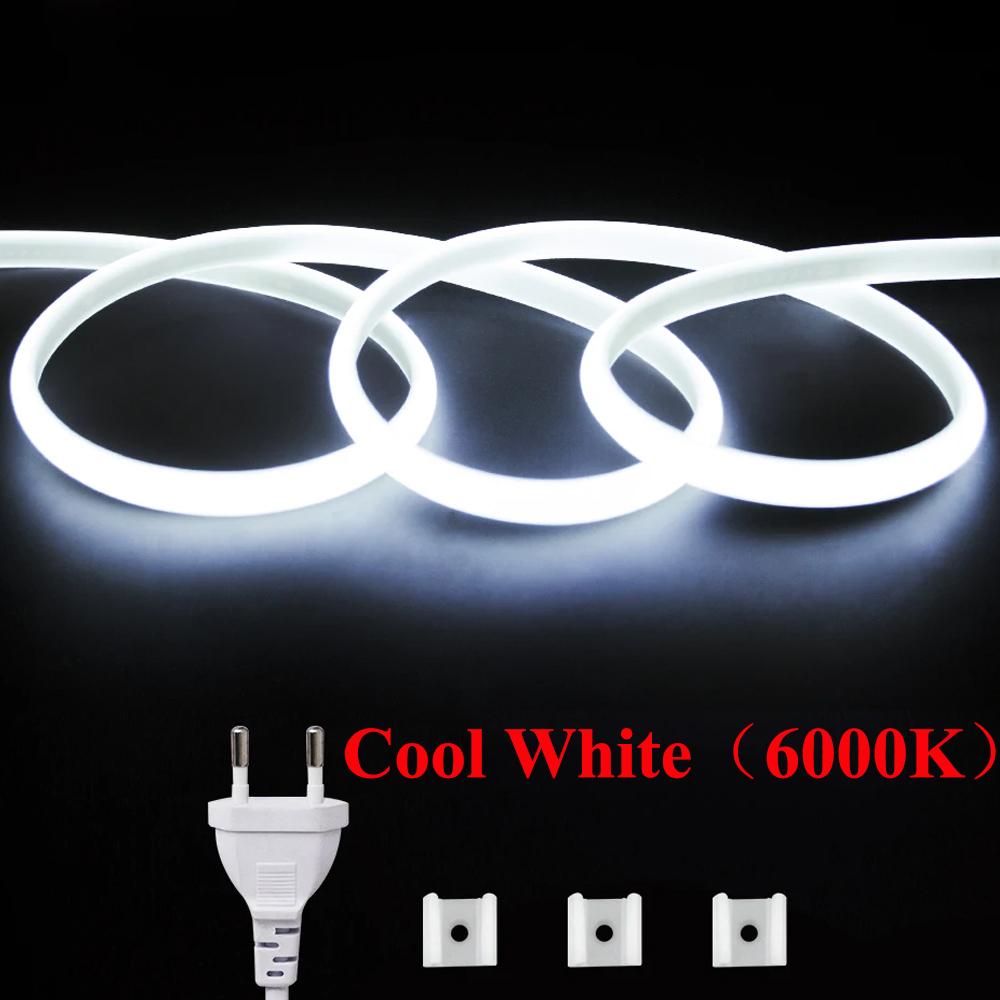 AC 220V COB LED Streifen Neon Licht Power Plug Kit Hohe Dichte 288LED/m Linear Beleuchtung IP68 Wasserdichtes flexibles Led-Band 23M kühle weiße