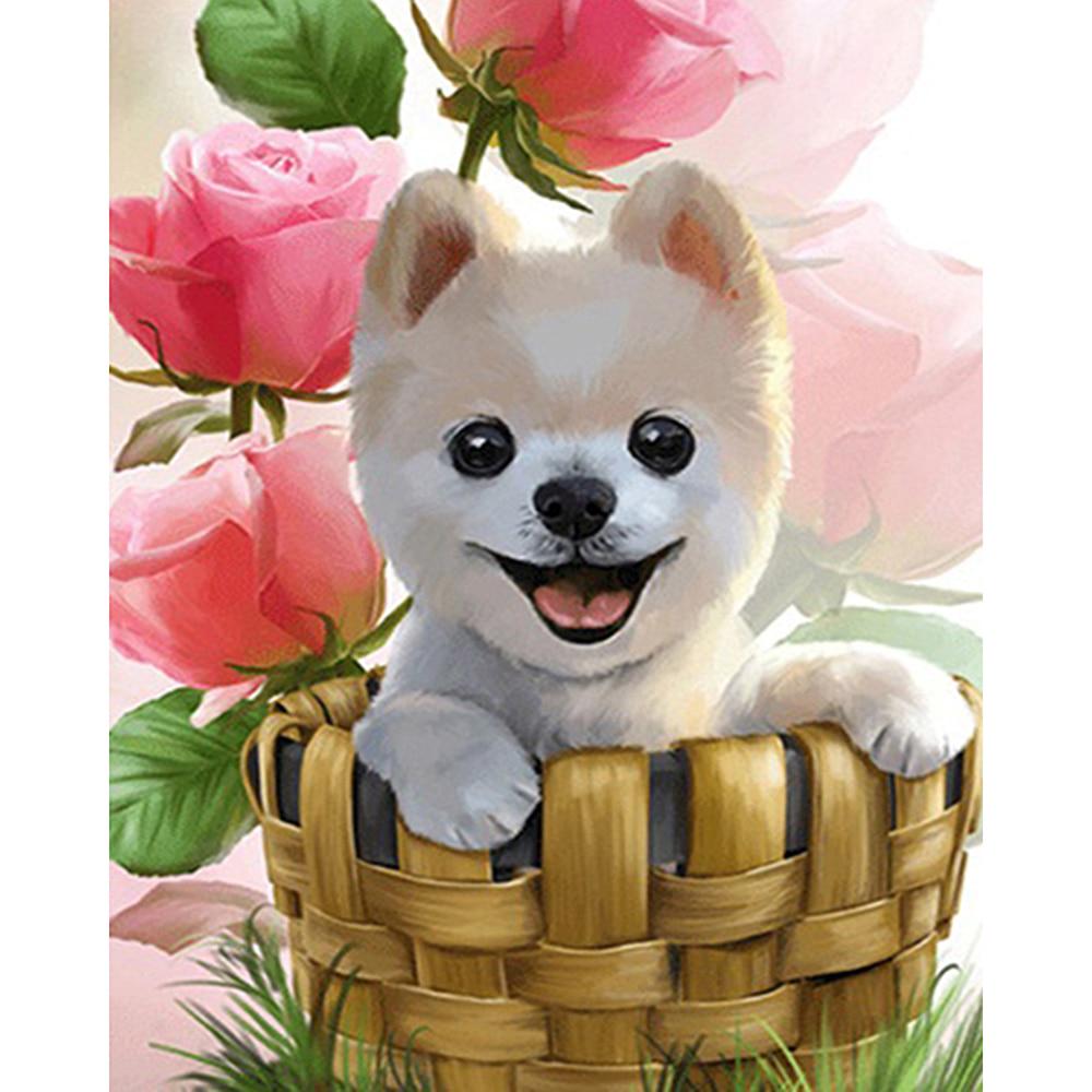 5D DIY Diamant Malerei niedlichen Hund Diamant Stickerei Tier Kreuzstich Strass Mosaik Tier Home Decor Geschenk 20X30CM