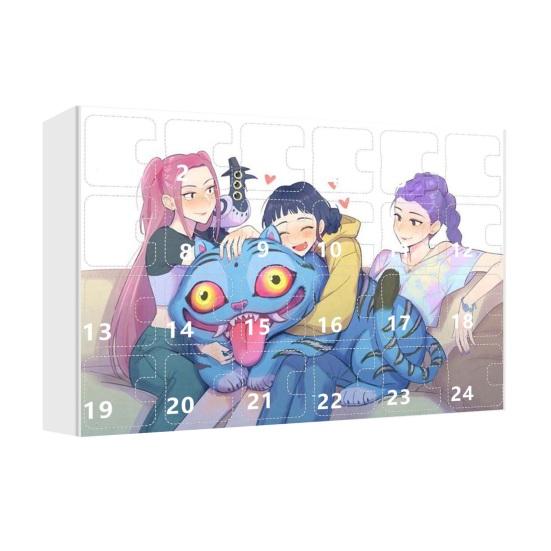 Dämonenjäger Adventskalender 2025 24 Tage Weihnachts-Countdown-Kalender mit 24 Schlüsselanhänger-Geschenken für Kinder, Erwachsene, Jugendliche A
