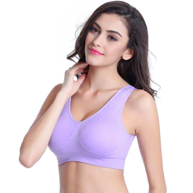 S-6XL Frauen Sport-Bh Fitness Lauf Weste Gym Workout Unterwäsche Gepolsterte Crop Tops Weibliche Sportswear Büstenhalter Push-Up Bhs XXL licht lila