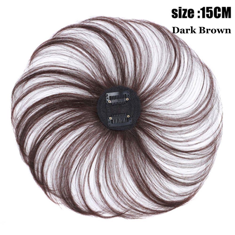 Schönheit 100% Echthaar Perücke Kaschierung Haarausfall Clip-On Scheitel Haarteil Dünnes Haarteil Toupet 15cm dunkelbraune