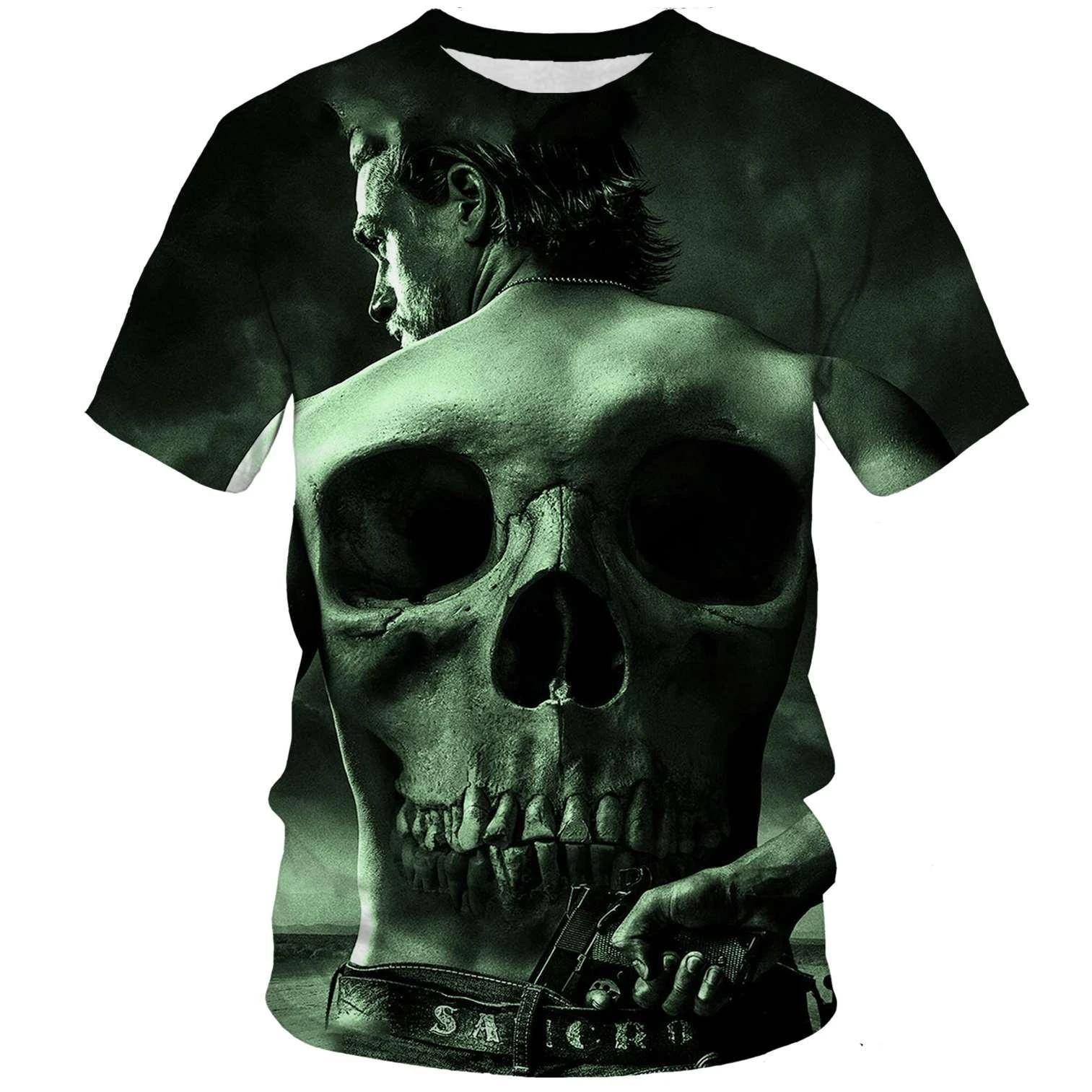 3D Sons of Anarchy TV-Serie Grafikdruck T-Shirts Lässig Kurzärmelig Herren T-Shirts - Weicher Mitteldehnbarer Stoff Sommer Relaxed Fit Kleidung L